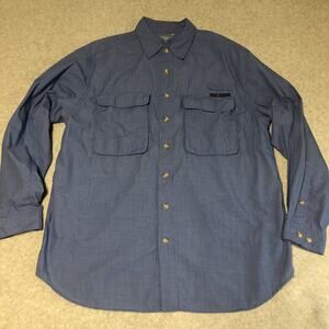 ExOfficio Shirt Mens L Blue Vented Nylon Quick Dry Button Down Fishing Gorpcore